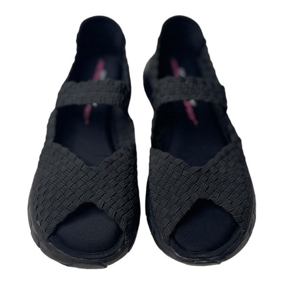 Skechers Synergy Women’s Black Open Toe Weave Memory Foam Sandals - Picture 2 of 9